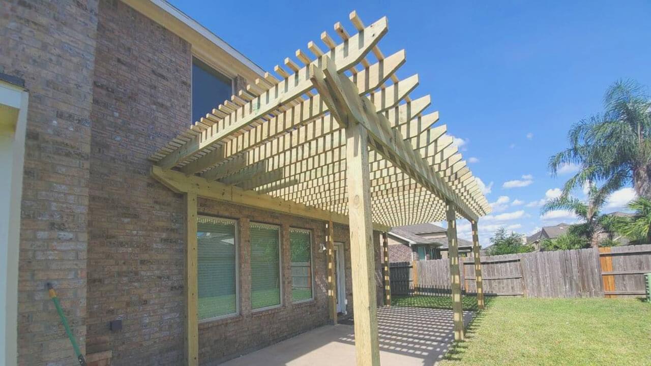  Pergola attached to house in Alvin, Tx